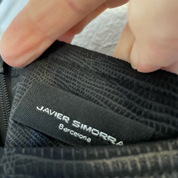 Javier Simorra Textured Faux Leather Pencil Skirt Black - Picture 3 of 4